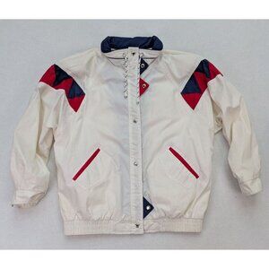 Vintage 90s Women's Jacket Impressions By Izzi Size XL White Blue Red